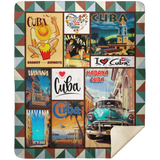 Cuba Blanket, Habana Cuba Quilt, Fleece Sherpa, I Love Cuba, Cubans Gift Ideas MSHM Premium Sherpa Blanket 50x60
