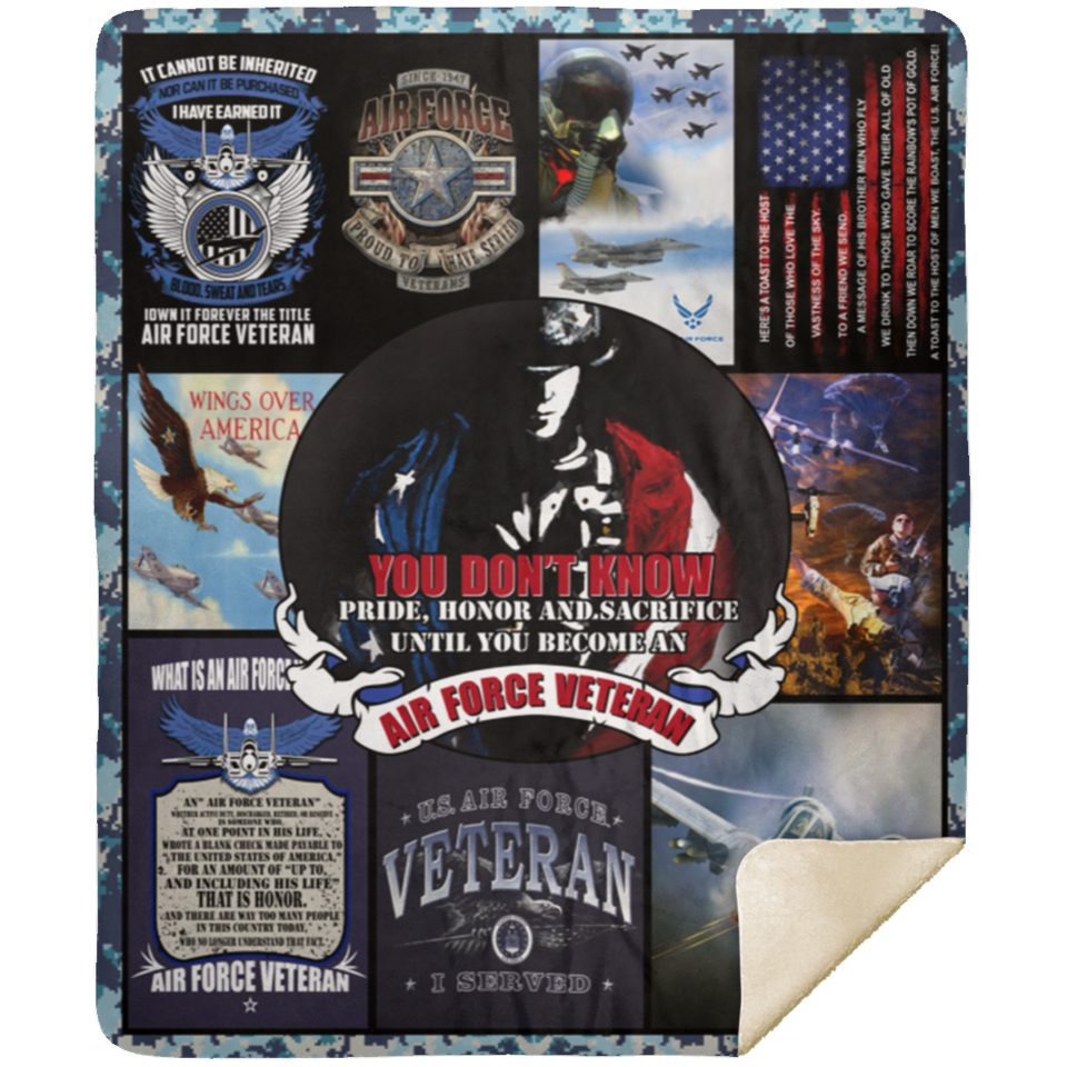 Proud Air Force Veteran Blanket, U.S. Air Force Fleece, Sherpa Blanket Gift Idea MSHM Premium Sherpa Blanket 50x60