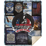 Proud Air Force Veteran Blanket, U.S. Air Force Fleece, Sherpa Blanket Gift Idea MSHM Premium Sherpa Blanket 50x60