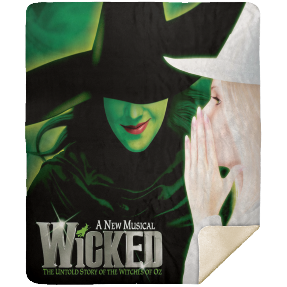 Wicked Musical Blanket, Wicked Christmas Fleece, Sherpa Blanket Broadway MSHM Premium Sherpa Blanket 50x60