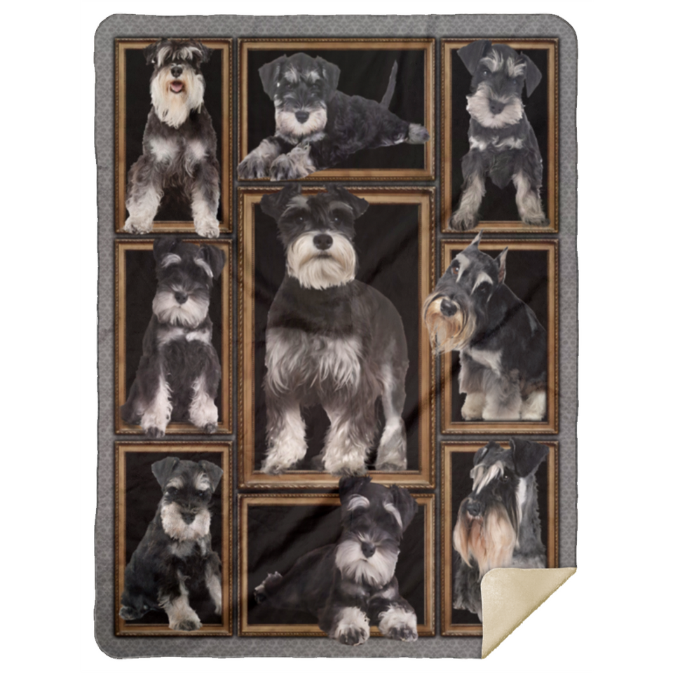 Schnauzer Dog Blanket, 3D Schnauzer Dog for Dog Lovers Fleece, Sherpa Blanket - MSHL Premium Mink Sherpa Blanket 60x80