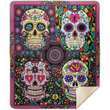 Sugar Skull Blanket, Sugar Skull, Colorful Skull Fleece, Sherpa Blanket MSHM Premium Mink Sherpa Blanket 50x60