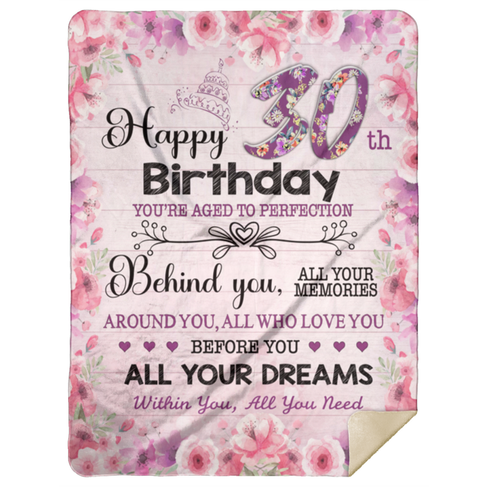 30th Birthday Gifts for Women Wife Sister Blanket, 30 Year Old Throw Blanket MSHL Premium Mink Sherpa Blanket 60x80