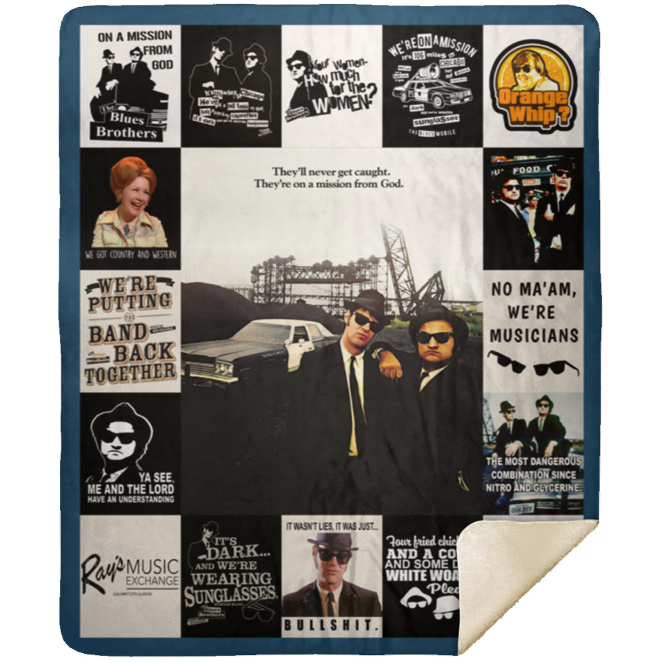 The Blues Brothers Blanket, Funny Movie Fleece, Sherpa Blanket MSHM Premium Sherpa Blanket 50x60
