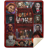 This is My Horror Movie Watching Blanket, Horror Character Icons Fleece Sherpa MSHM Premium Sherpa Blanket 50x60