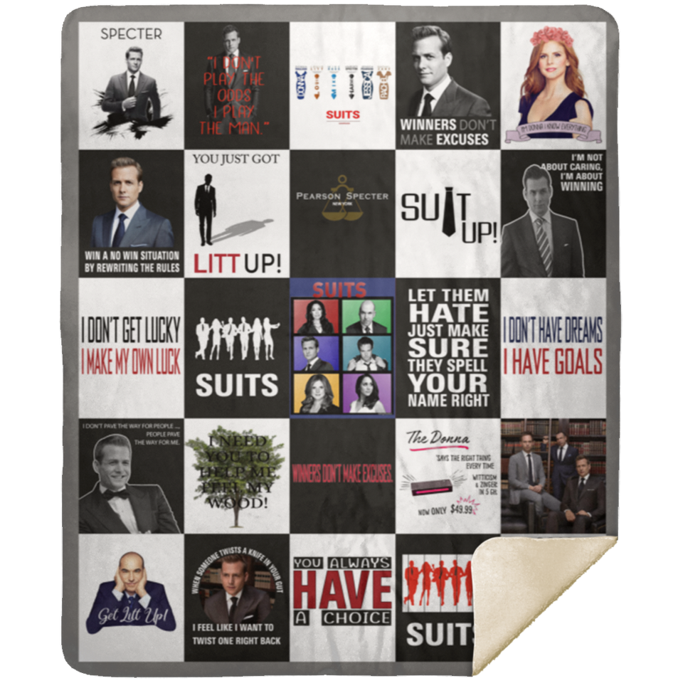 Suits Blanket, Suits TV Series Fleece, Sherpa Blanket MSHM Premium Mink Sherpa Blanket 50x60