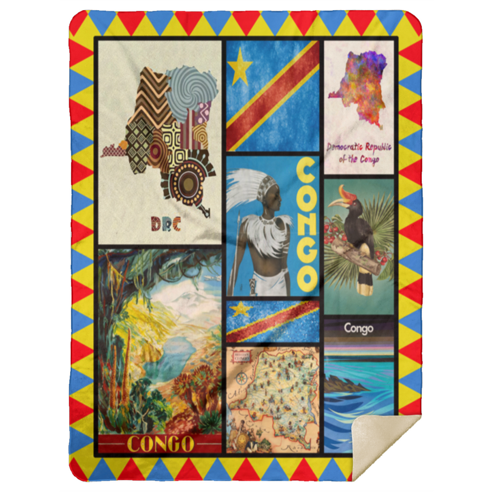 Congo Blanket, Congolese culture Fleece, Sherpa Blanket MSHL Premium Sherpa Blanket 60x80