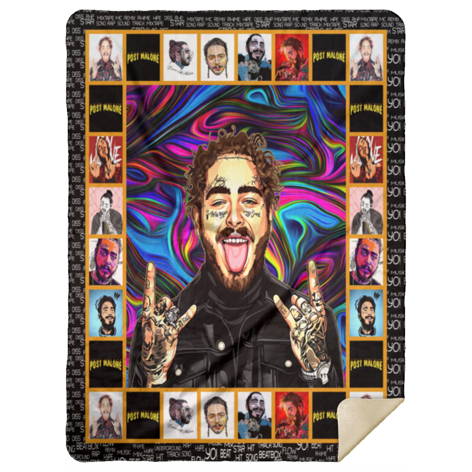 Post Malone Collection Blanket, Post Malone Fleece, Sherpa Blanket - MSHL Premium Mink Sherpa Blanket 60x80