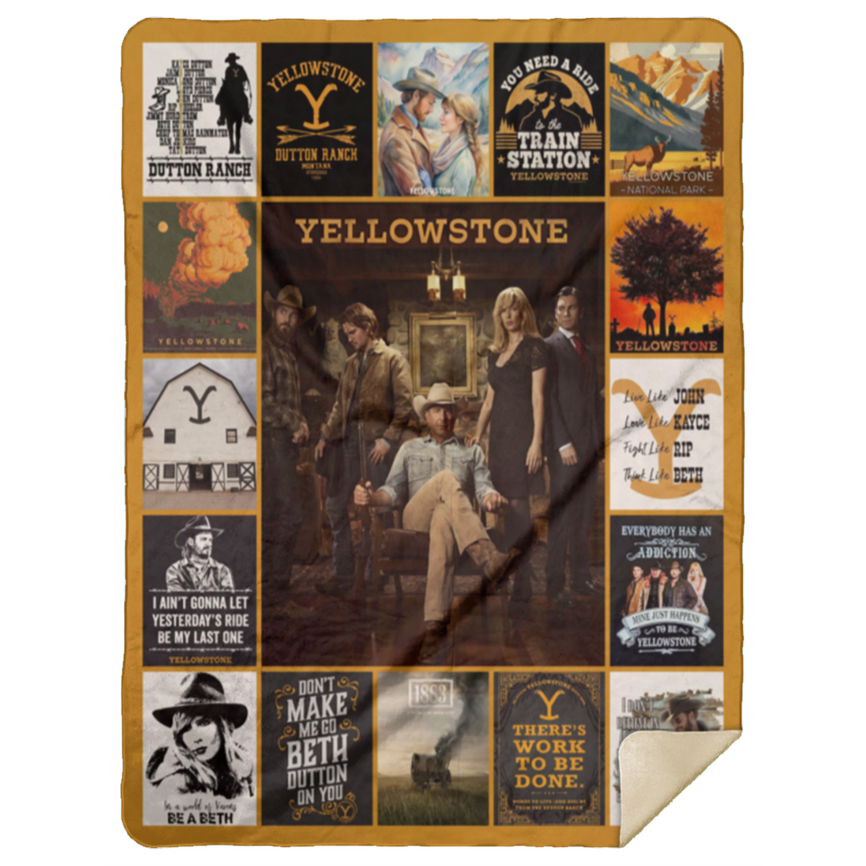 Yellowstone Dutton Ranch TV Series Blanket, Cowboys Fleece, Sherpa Blanket MSHL Premium Sherpa Blanket 60x80