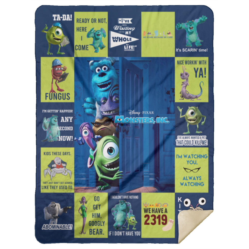 Monsters Inc Blanket, Monsters Inc Cartoon Movies Fleece, Sherpa Blanket MSHL Premium Sherpa Blanket 60x80