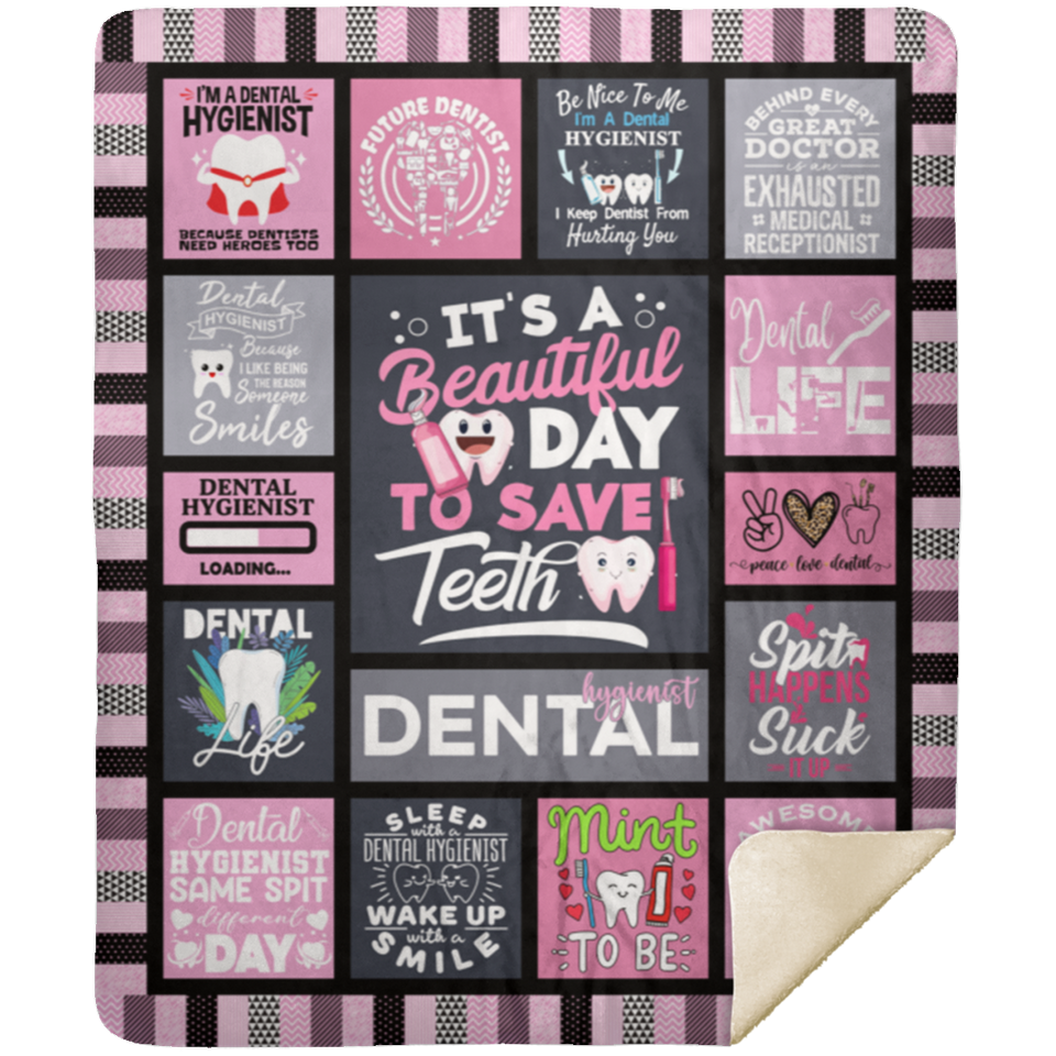Dental Assistant Gifts Blanket, Dentistry, Teeth, Nurse Cozy Soft Throw Blanket MSHM Premium Sherpa Blanket 50x60