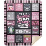 Dental Assistant Gifts Blanket, Dentistry, Teeth, Nurse Cozy Soft Throw Blanket MSHM Premium Sherpa Blanket 50x60