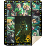 The Legend of Zelda Blanket, Evolution of Link Fleece, Sherpa Blanket - MSHM Premium Mink Sherpa Blanket 50x60
