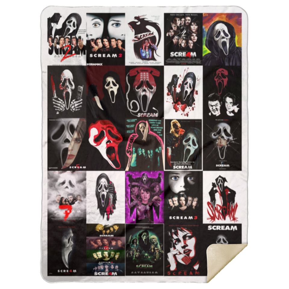 Scream Poster Blankets, Ghostface Horror Movies Fleece Sherpa, Halloween Gifts MSHL Premium Sherpa Blanket 60x80