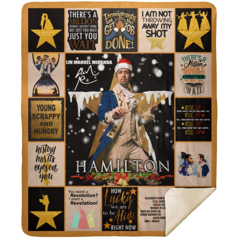 Hamilton Musical Blanket, Alexander Hamilton Fleece, Sherpa Blanket MSHM Premium Sherpa Blanket 50x60