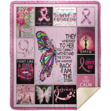 Breast Cancer Awareness Blanket, Pink Ribbon Butterfly Fleece, Sherpa Blanket MSHM Premium Sherpa Blanket 50x60