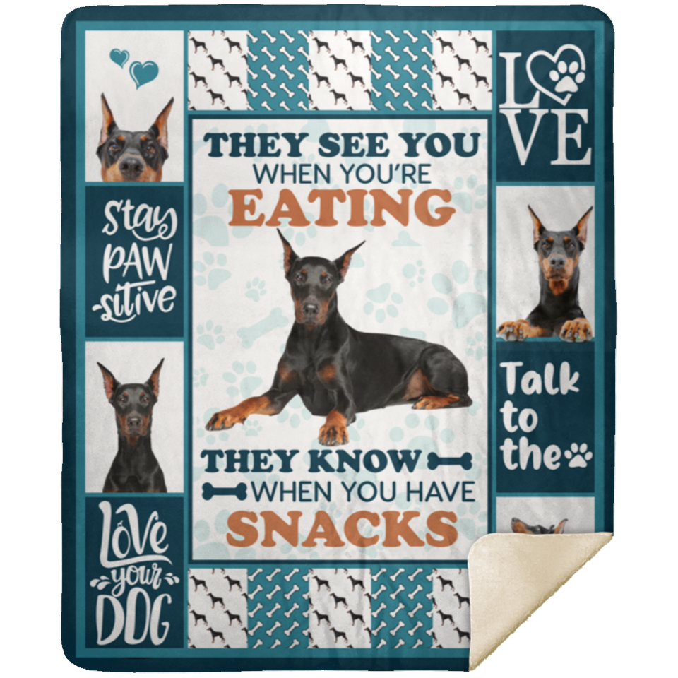 Doberman, Flamingo, Wild Wolves Blankets, Animals Theme Quilt, Fleece Sherpa MSHM Premium Mink Sherpa Blanket 50x60