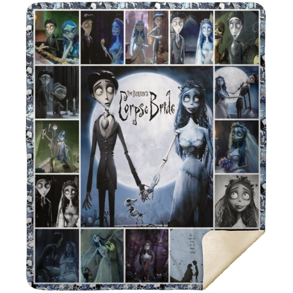 Corpse Bride Blanket, Tim Burton's Corpse Bride Fleece, Sherpa Blanket MSHM Premium Sherpa Blanket 50x60