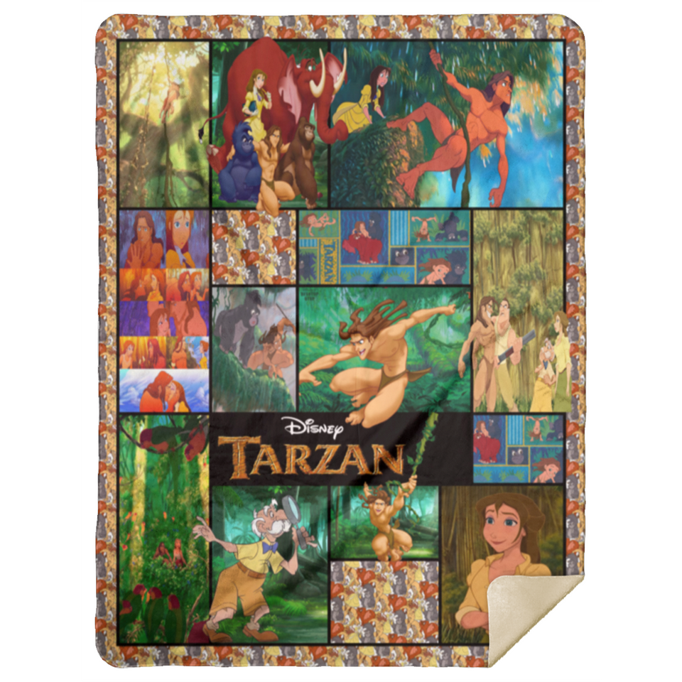 Tarzan Blankets, Tarzan 3D and Jane Quilt, Fleece Sherpa, Blanket Soft and Cozy MSHL Premium Sherpa Blanket 60x80