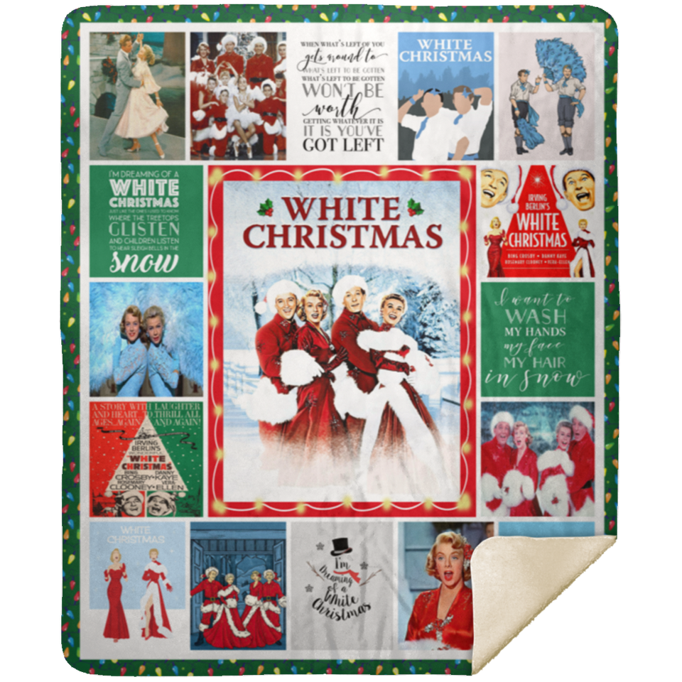 White Christmas Blanket, White Christmas Movie Fleece, Sherpa Blanket MSHM Premium Sherpa Blanket 50x60
