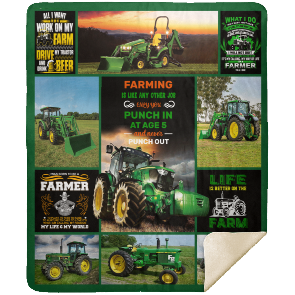 Farm Tractor Blanket, Tractor Fleece, Sherpa Blanket MSHM Premium Sherpa Blanket 50x60