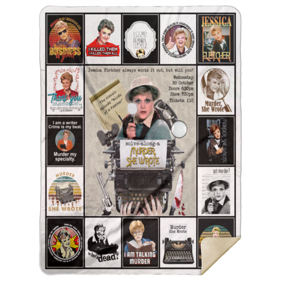 Murder she wrote Blanket, jessica fletcher Fleece, Sherpa Blanket MSHL Premium Sherpa Blanket 60x80