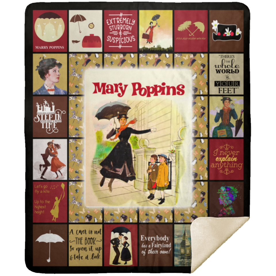 Mary Poppins Blanket, Mary Poppins Classic Movies Fleece, Sherpa Blanket - MSHM Premium Mink Sherpa Blanket 50x60