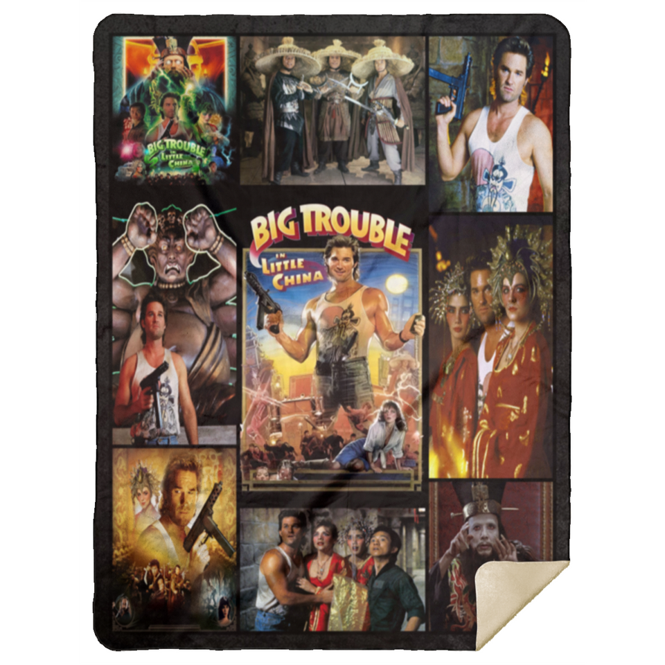 Big Trouble In Little China Blanket, Chinatown Quilt Fleece Sherpa, Kurt Russell MSHL Premium Sherpa Blanket 60x80
