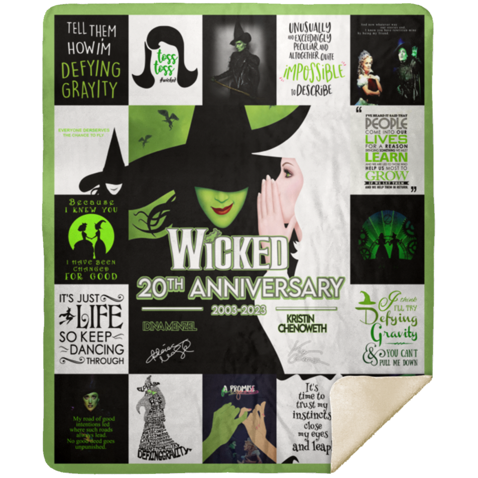 Broadway Wicked The Musical 20th Anniversary Fleece, Sherpa Blanket - MSHM Premium Mink Sherpa Blanket 50x60