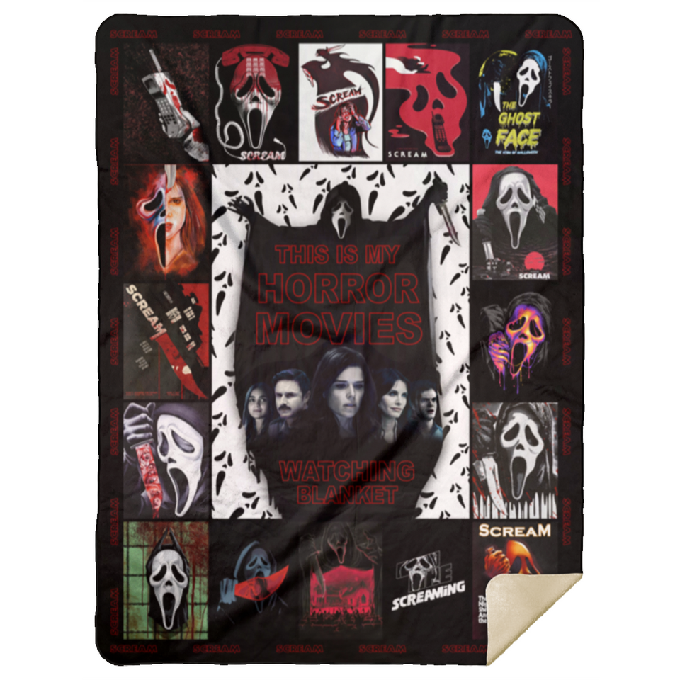 Scream Blankets, Ghostface Fleece Sherpa, My Horror Movie Watching Blankets MSHL Premium Sherpa Blanket 60x80