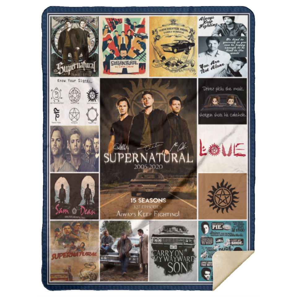 15 Years of Supernatural Blanket, Supernatural TV series Fleece, Sherpa Blanket - MSHL Premium Mink Sherpa Blanket 60x80