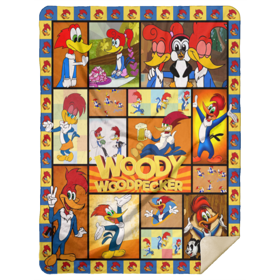Woody Woodpecker Blanket, Woody Woodpecker Fleece, Sherpa Blanket MSHL Premium Sherpa Blanket 60x80