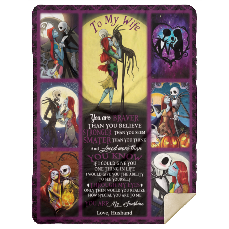 The Nightmare Before Christmas Blanket, To My Wife Fleece, Sherpa Blanket MSHL Premium Sherpa Blanket 60x80