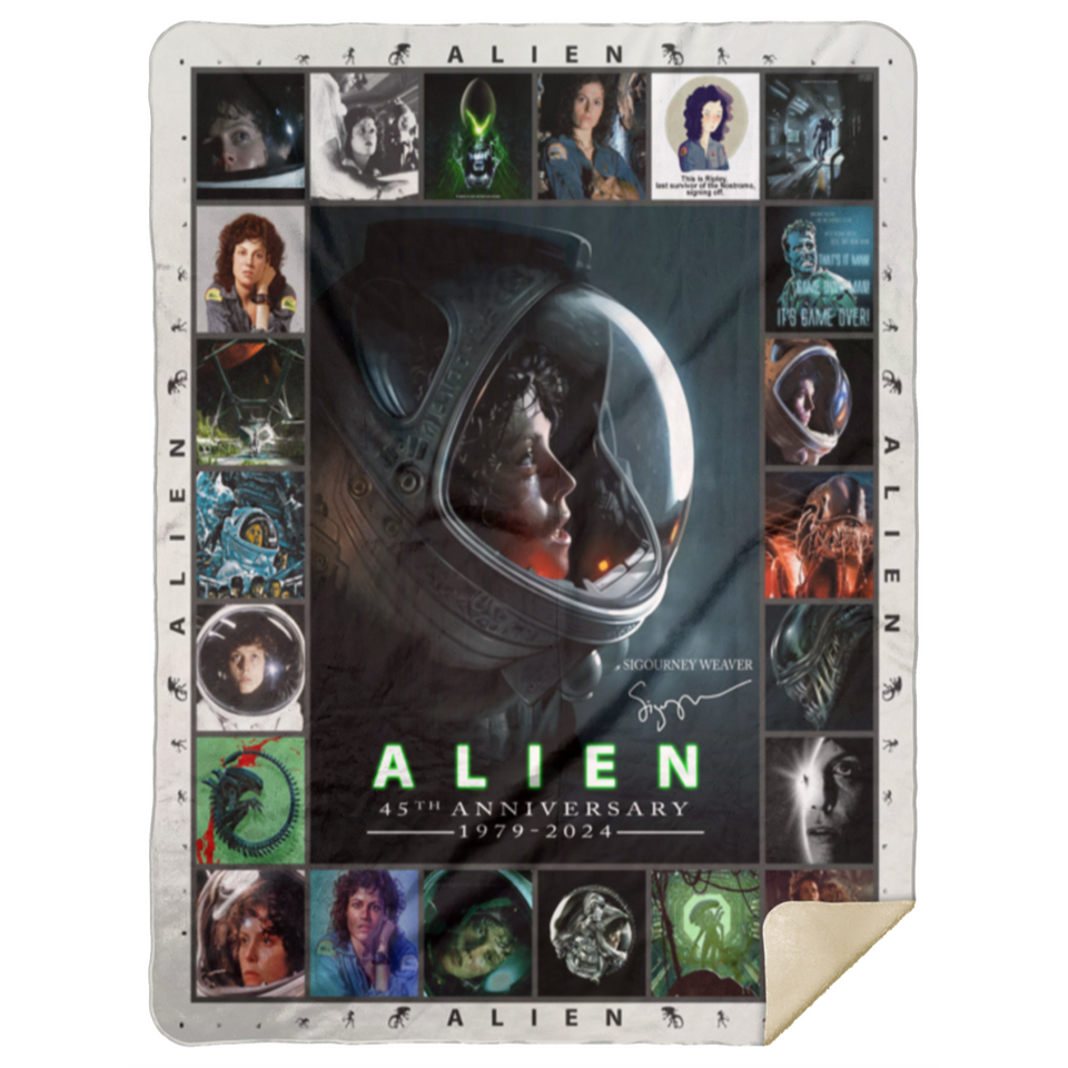 Alien Blanket, Alien Movies Fleece, Sherpa Blanket 45th anniversary Ellen Ripley MSHL Premium Sherpa Blanket 60x80