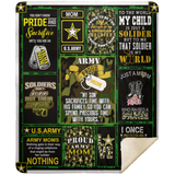 Proud Army Mom Blanket, Soldiers US Army Fleece, Sherpa Blanket Gift Idea MSHM Premium Sherpa Blanket 50x60