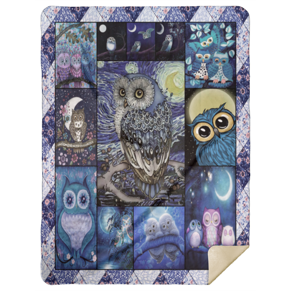 Owl Blanket, Gifts for Owl Lovers Fleece, Sherpa Blanket MSHL Premium Sherpa Blanket 60x80