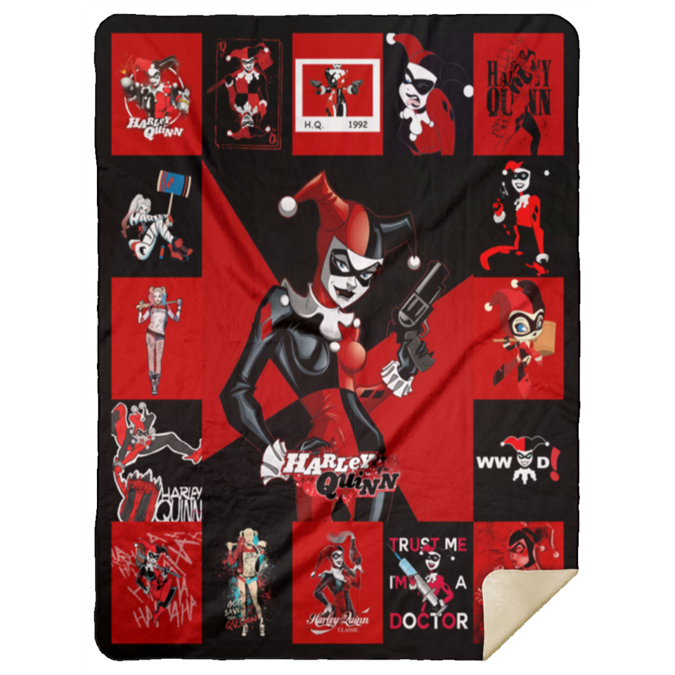 Harley Quinn Blankets, Harley Quinn Cartoon Fleece Sherpa, Comics Blankets MSHL Premium Mink Sherpa Blanket 60x80