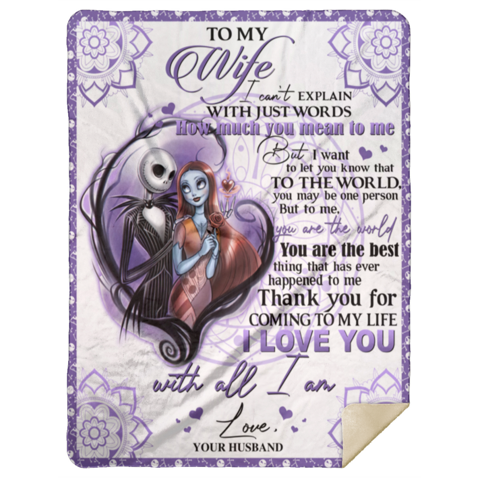 to My Wife Blanket, Jack And Sally Blanket, Valentine’s Fleece, Sherpa Blanket MSHL Premium Sherpa Blanket 60x80