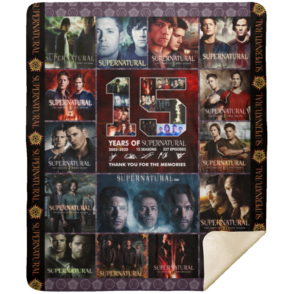 Supernatural Blanket, 15 Years Of Supernatural Fleece, Sherpa Blanket MSHM Premium Sherpa Blanket 50x60