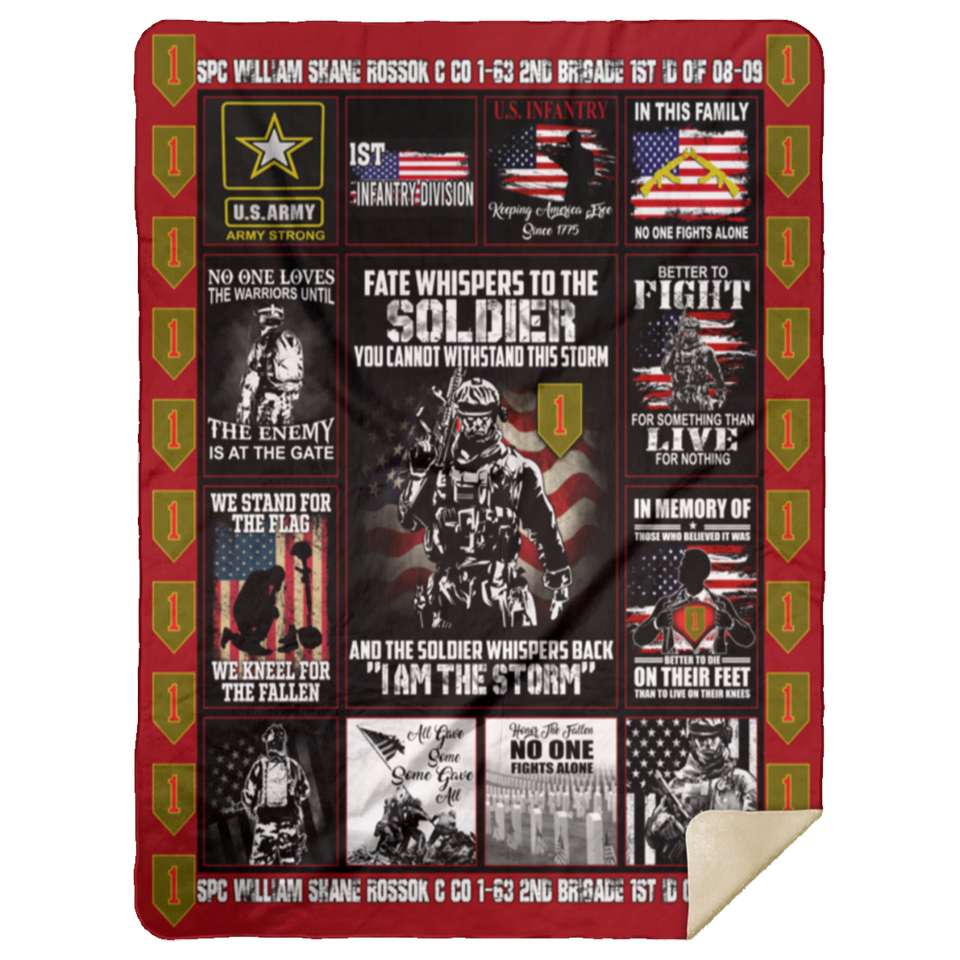 SPC WILLIAM SHANE ROSSOK C CO 1-63 2nd Brigade 1st ID OIF 08-09 MSHL Premium Sherpa Blanket 60x80