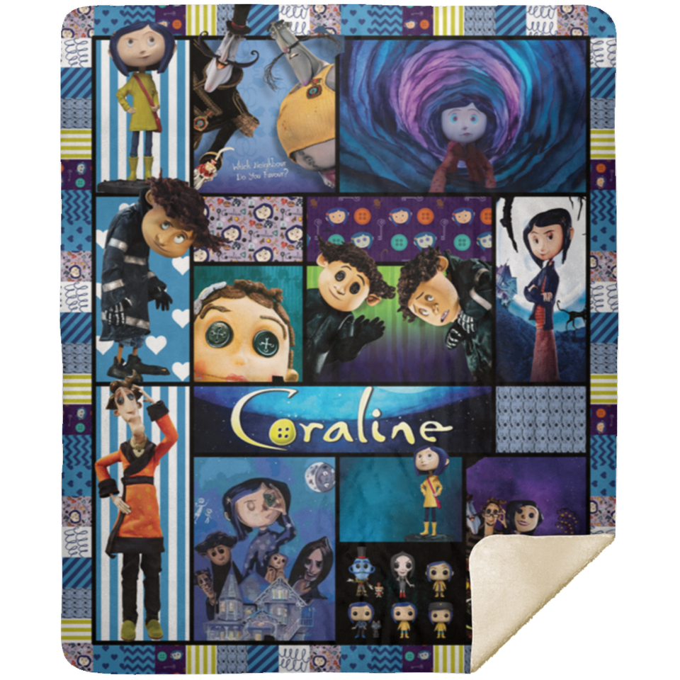 Coraline Blanket, Coraline Cartoon Movie Fleece, Sherpa Blanket MSHM Premium Mink Sherpa Blanket 50x60