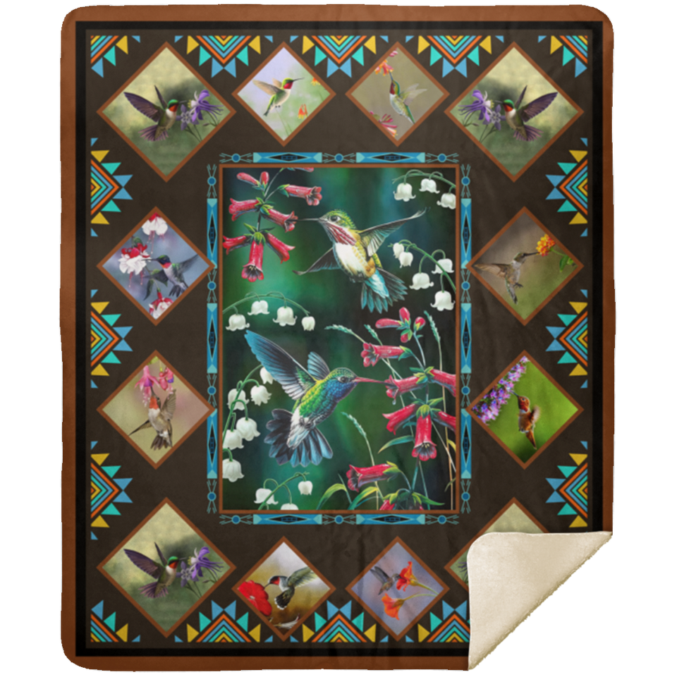 Hummingbird Blanket, Hummingbirds drink nectar Fleece, Sherpa Blanket - MSHM Premium Mink Sherpa Blanket 50x60