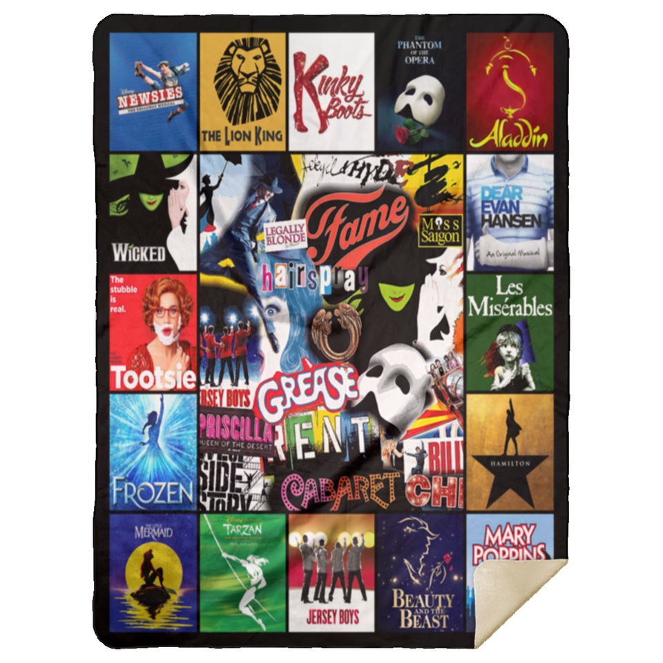 Broadway Musicals Blanket, Broadway theatre Fleece, Sherpa Blanket MSHL Premium Sherpa Blanket 60x80
