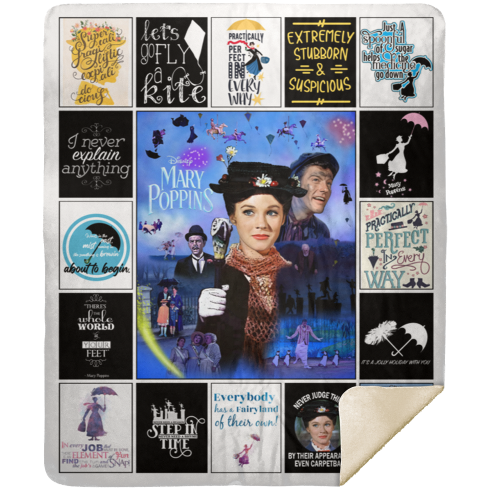 Mary Poppins Blanket, Mary Poppins Movies Fleece, Sherpa Blanket Soft and Cozy MSHM Premium Sherpa Blanket 50x60