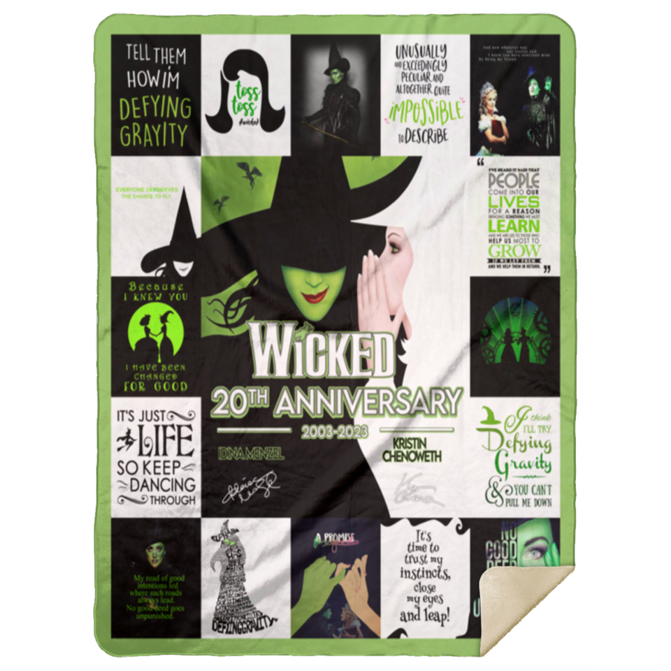 Broadway Wicked The Musical 20th Anniversary Fleece, Sherpa Blanket MSHL Premium Sherpa Blanket 60x80