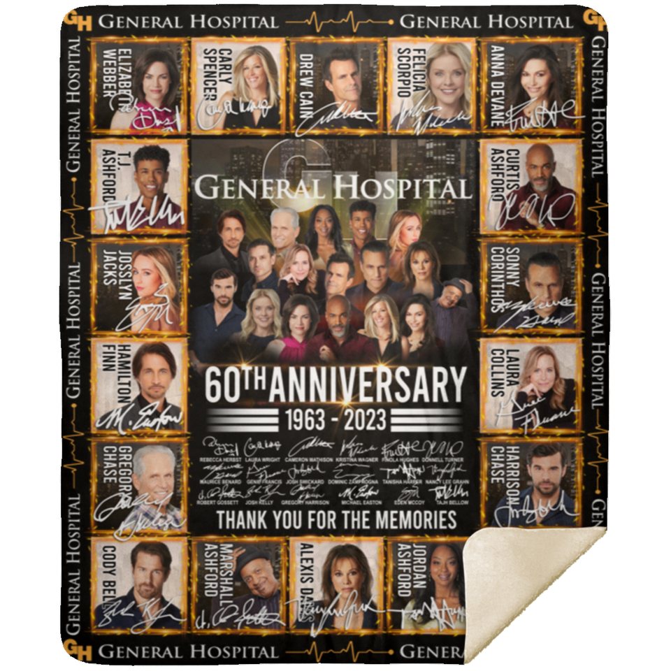 General Hospital Blankets, General Hospital 60th Anniversary Fleece, Sherpa MSHM Premium Sherpa Blanket 50x60
