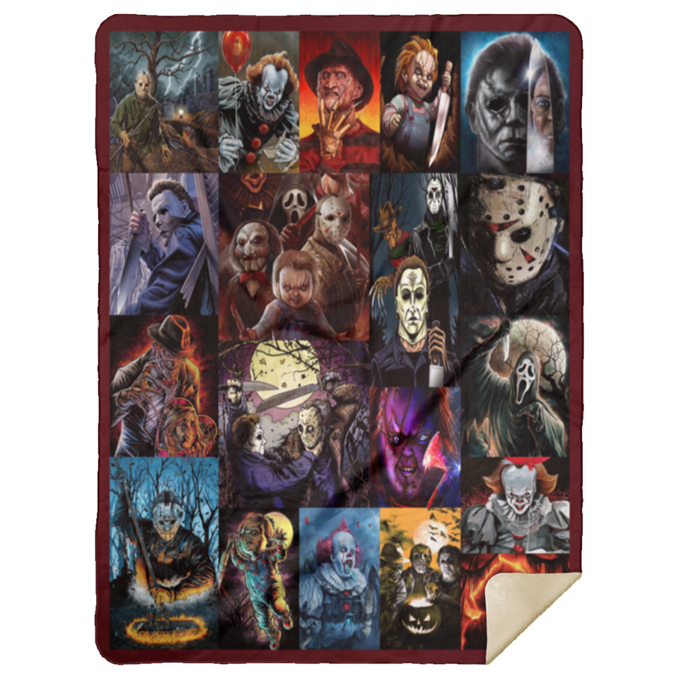 Scary Movie Blanket, Best Horror Movies Characters Fleece Sherpa Blanket MSHL Premium Sherpa Blanket 60x80