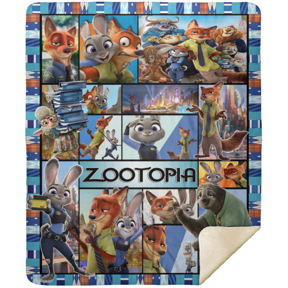 Zootopia Blanket, Zootopia Cartoon Movie Fleece, Sherpa Blanket - MSHM Premium Mink Sherpa Blanket 50x60