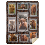 Highland Cows Blanket, Highland Cows 3D Theme Quilt, Fleece Sherpa, Cow Gifts - MSHL Premium Mink Sherpa Blanket 60x80