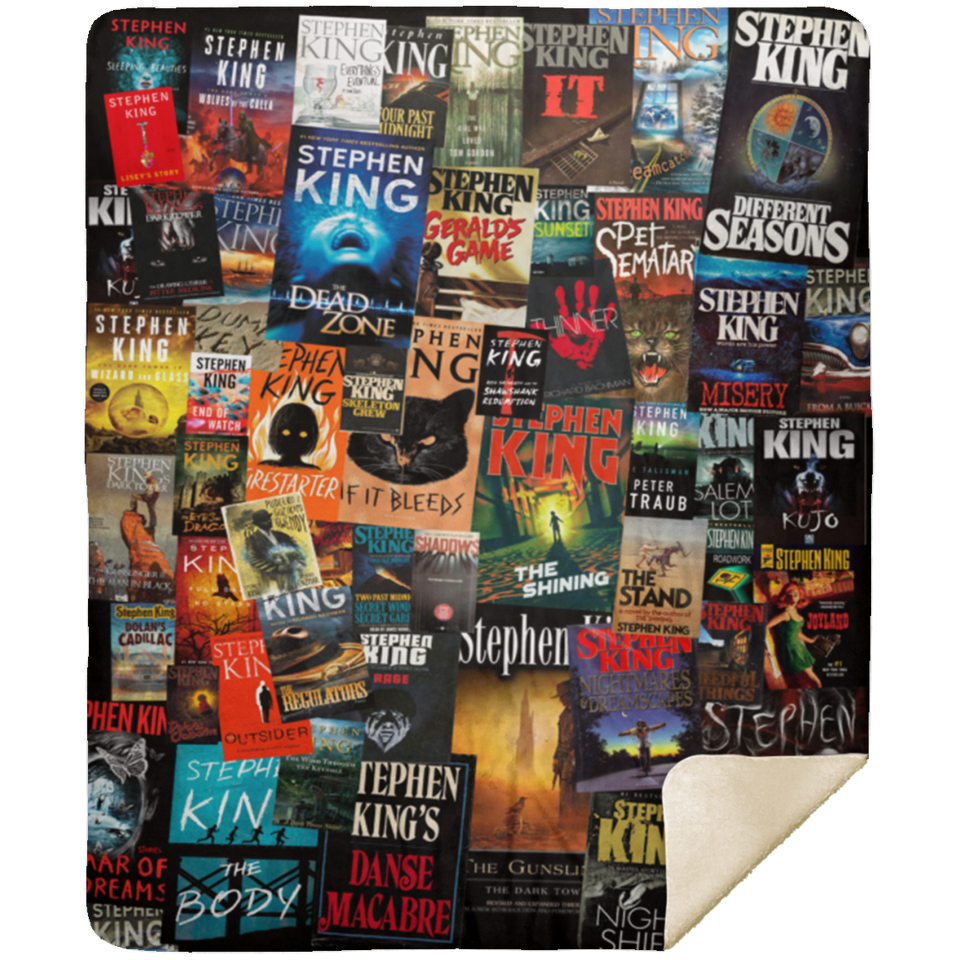 Stephen King Blanket, The Full Collection of Stephen King Books Fleece Blanket MSHM Premium Mink Sherpa Blanket 50x60